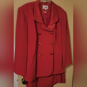 2pc Lily & Taylor Red Skirt Suit Plus Size